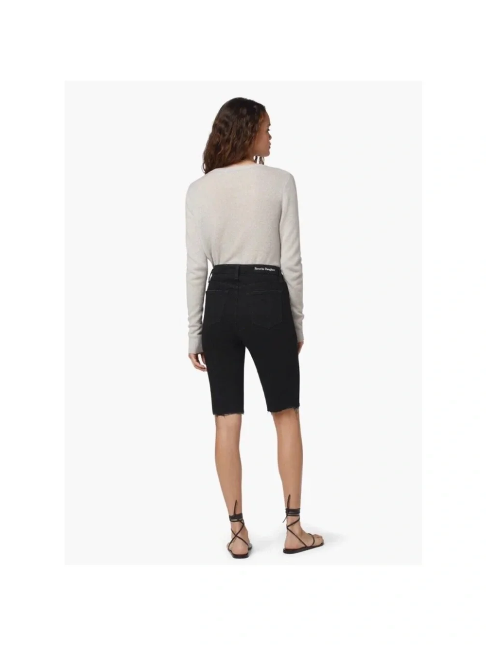 Favorite Daughter Eva long black denim shorts